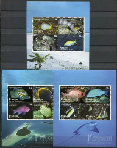 Penrhyn 2012 Fische Fishes Poissons Pesci Meerestiere Blocks 102-104 MNH