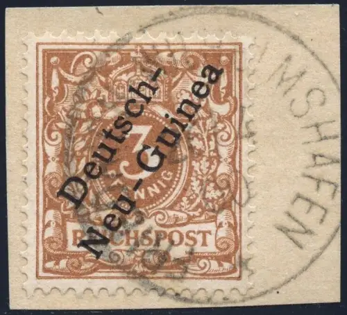 DNG Deutsch-Neuguinea 1898 Michel 1 b Briefstück F-Wilhelmshafen Geprüft BPP / 6