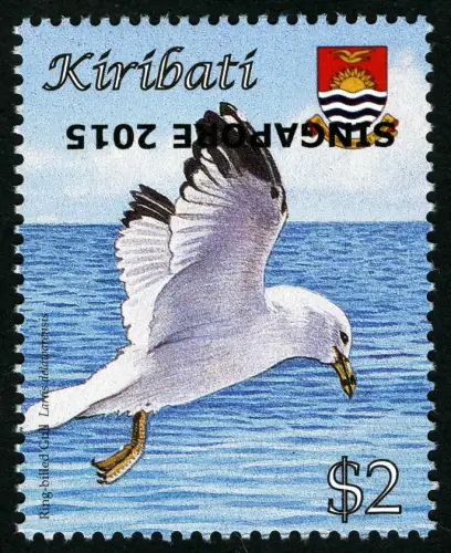 Kiribati 2015 Vögel Birds $2 Aufdruck Singapore Kopfstehend 1161K Postfrisch MNH