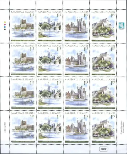 Marshall Inseln 2014 Burgen in Großbritannien Architektur Castles Kleinbogen MNH
