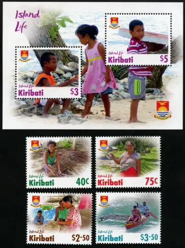Kiribati 2021 Inselleben Island Life Kinder Frauen Boot Insulaner Wappen MNH