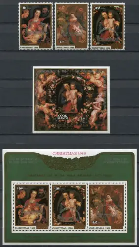 Cook Inseln 1986 Papst Johannes Paul II. Pope John Paul 1132-34 Block 174-75 MNH