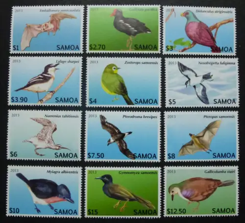 Samoa 2013 Vögel Birds Fledermaus Bat Uccelli Oiseaux Freimarken 1105-1116 MNH