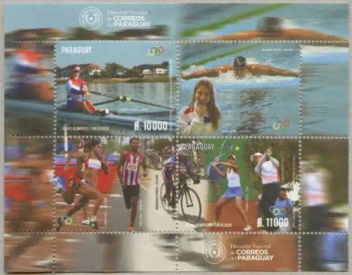Paraguay 2022 Olympiade Tokio Rudern Schwimmen Radsport Tennis Golf Block MNH
