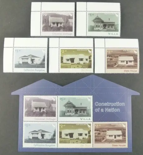 Neuseeland New Zealand 2014 Architektur Gebäude Häuser 3094-3098 Block 326 MNH