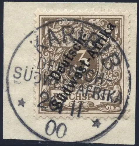 DSWA 1897 Briefstück Michel 1 a ° Karibib 26/11/00 Luxus / 90