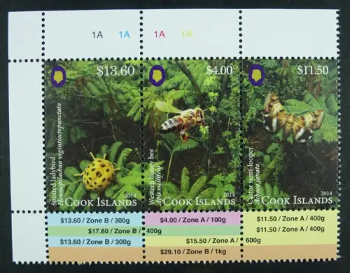 Cook Inseln 2014 Insekten Insects Falter Biene Käfer Bee Beetle 1990-1992 MNH