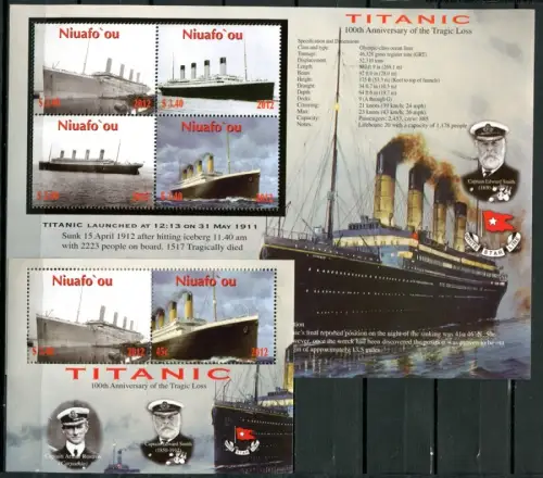 Niuafo'ou 2012 Titanic Schiffe Ships Navi Bateaux 469-473 Block 43 MNH