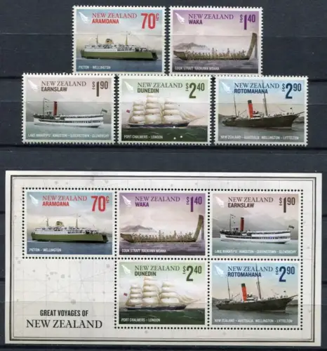 Neuseeland New Zealand 2012 Schiffe Ships Navi Bateaux 2964-2968 Block 293 MNH