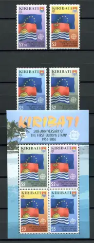 Kiribati 2006 50 Jahre Europa CEPT Flaggen Flags  993-996 Block 60 MNH