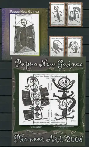 Papua Neuguinea 2008 Moderne Kunst Modern Art Zeichnung 1318-21 Block 61-62 MNH