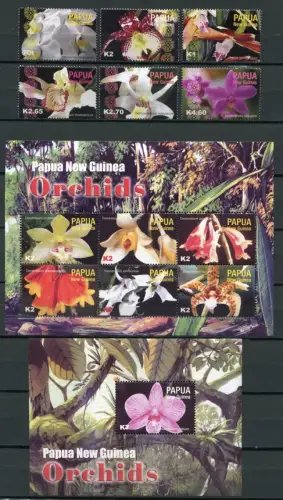 Papua Neuguinea 2004 Orchideen Orchids Blumen Flowers Blüte 1058-69 Block 29 MNH