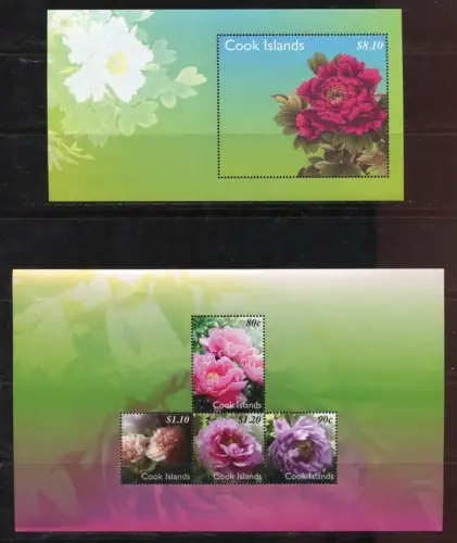 Cook Inseln 2011 Pfingstrosen Peonies Blumen Flowers Pflanzen Block 227-228 MNH