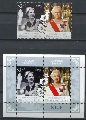 Niue 2012 Königin Elisabeth QE II  Thronjubiläum Royalty 1196-1197 Block 166 MNH