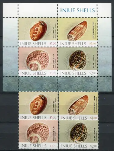 Niue 2012 Muscheln Shells Meerestiere Meeresschnecken 1192-1195 Block 166 MNH