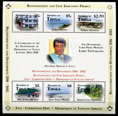 Tonga 2012 Block Demokratie Politik König Politics King Postfrisch MNH