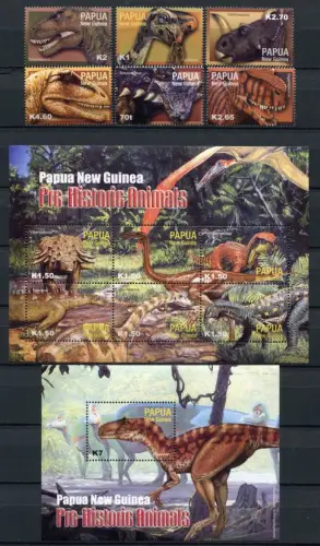 Papua Neuguinea 2004 Prähist. Tiere Dinosaurier Dinosaurs 1045-1056 Block 28 MNH