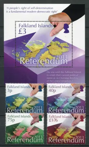Falklandinseln 2013 Referendum Wahlen Landkarte Politik Satz + Block MNH