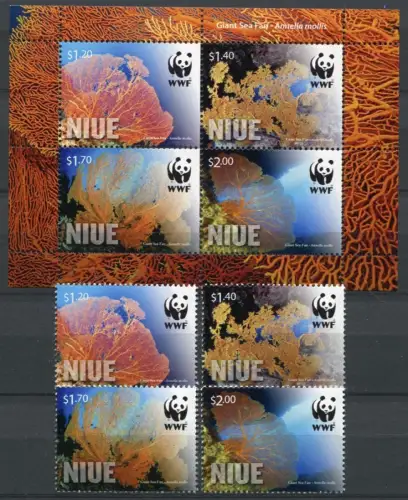 Niue 2012 WWF Korallen Corals Riesenfächerkoralle 1198-1201 Block 168 MNH