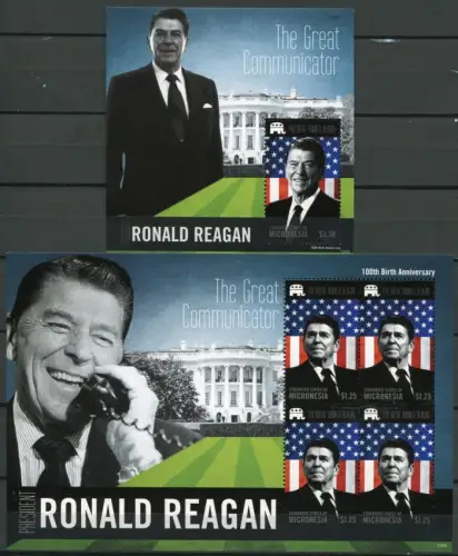 Mikronesien Micronesia 2012 Ronald Reagan US-Präsident Flaggen Flags MNH