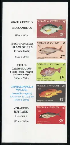 Wallis und Futuna 1980 Fische Fishes Poissons 376-380 Ungezähnt Imperf MNH
