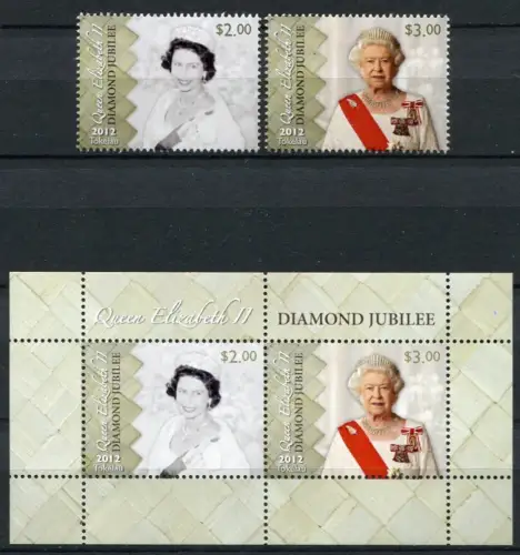 Tokelau 2012 Königin Elisabeth QE II Thronjubiläum Royalty 426-427 Block 47 MNH