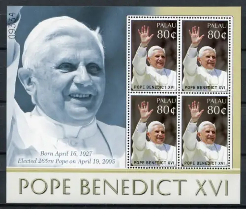 Palau 2005 Papst Benedikt Pope Benedict 2523 Kleinbogen Postfrisch MNH