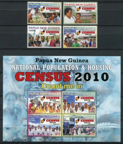 Papua Neuguinea 2010 Volkszählung Census 1536-1539 Block 108 Postfrisch MNH