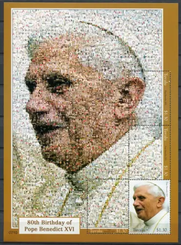 Tuvalu 2007 Papst Benedikt Pope Benedict Religion 1381-1384 Kleinbogen MNH