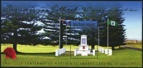 Norfolk Insel 2015 Gallipoli 1. Weltkrieg World War Denkmal Flaggen Flags MNH