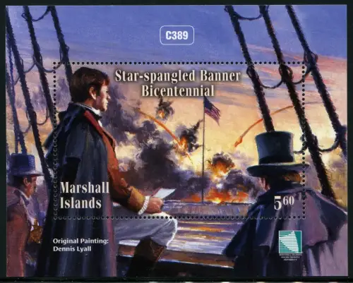 Marshall Inseln 2014 Sternenbanner Flagge Krieg Gemälde Painting Flag Block MNH