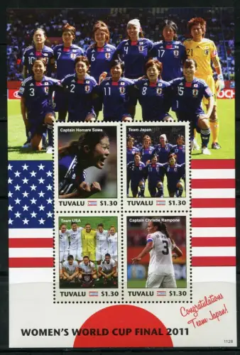 Tuvalu 2011 Fußball WM der Frauen Soccer FIFA World Cup 1801-1804 Postfrisch MNH