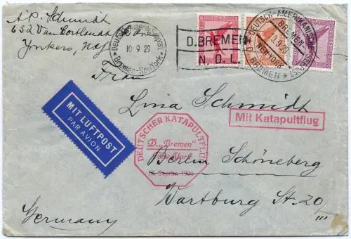 Katapult 1929 Dt. Reich Seepost beide Stpl. NDL-Brief Schöneberg H 5 b / 1662