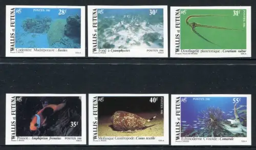 Wallis und Futuna 1981 Meerestiere Fisch Muschel Koralle Ungezähnt Imperf MNH