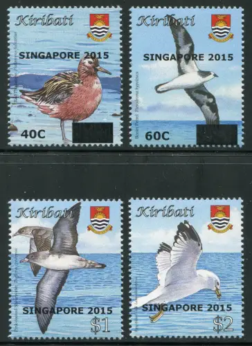 Kiribati 2015 Vögel Birds Aufdruck Singapore Overprint 1158-1161 MNH