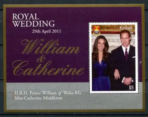 Kiribati 2011 Kgl. Hochzeit Royal Wedding Prinz William Kate Royalty MNH