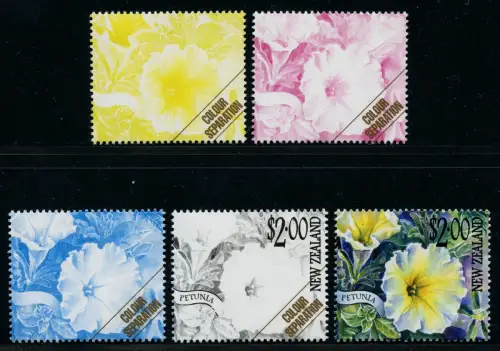Neuseeland New Zealand 2001 Blume Petunie 1901 Colour Separation Farbauszüge