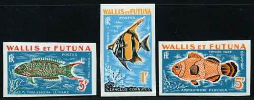 Wallis und Futuna 1963 Fische Fishes Meerestiere Porto 37-39 U Imperf MNH