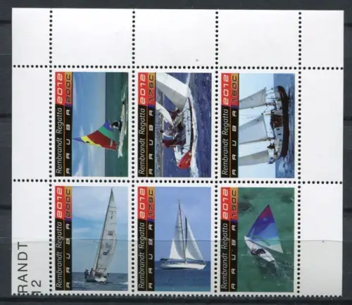Aruba 2012 Segelboote Yachten Rembrandt Regatta Ships Navi Bateaux 667-672 MNH