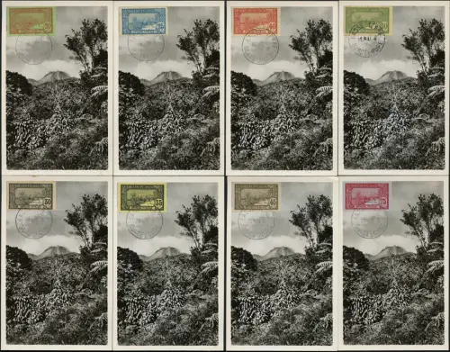 Guadeloupe 1940 Maxikarten (8) Vulkan Landschaft Volcano 58-65 Basse-Terre / 820