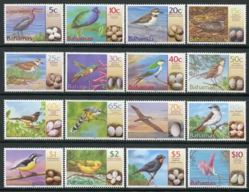 Bahamas 2001 Vögel Gelege Birds Uccelli Oiseaux 1073-1088 Postfrisch MNH