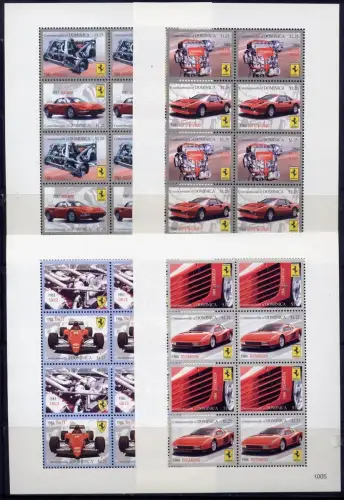 Dominica 2010 Ferrari Motorsport Cars Autos Oldtimer 4058-65 Kleinbögen ** MNH