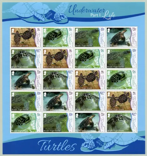 Jungferninseln 2017 Schildkröten Meeresschildkröten 1274-1278 Kleinbogen MNH
