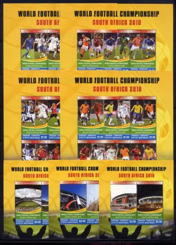 Grenada Grenadinen 2010 Fußball WM Soccer Südafrika 4569-92 Block 638-640 MNH