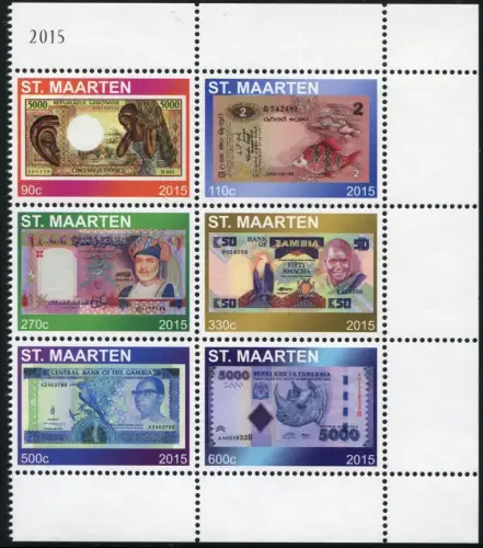 St. Maarten 2015 Banknoten Papiergeld Paper Money Währung Geld Bank Notes MNH