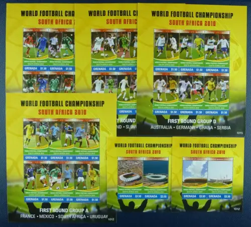 Grenada 2010 Fußball WM Soccer FIFA World Cup Südafrika 6245-6268 Block 785-786 
