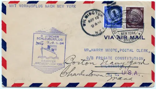 Katapult 1934 Dt. Reich Seepost USS Constitution Boston Navy Yard H 149 b / 1682