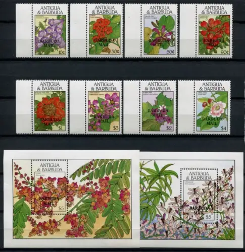 Barbuda 1988 Blüten Blumen Bäume Pflanzen Plants 1104-1111 Block 139-140 MNH