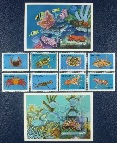 Grenada 1990 Krebse Meerestiere Crabs 2177-2184 Block 259-260 Postfrisch MNH
