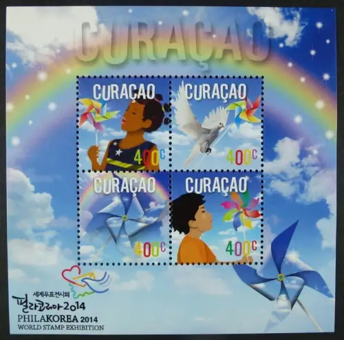 Curacao 2014 Philakorea Kinder Windräder Taube Dove Kids Philatelie MNH